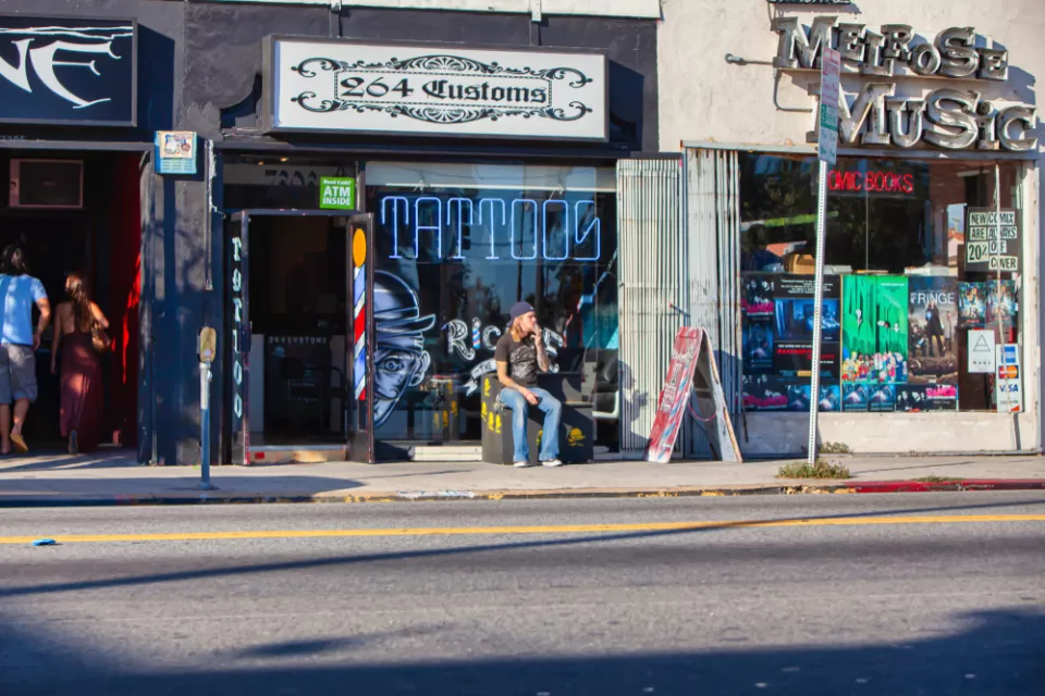 Cool shops along Melrose Avenue in Los Angeles.